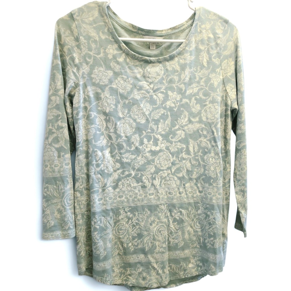 Lucky Brand Boho Floral Paisley Long Sleeve Cotton Modal Top Women's S Lt Blue